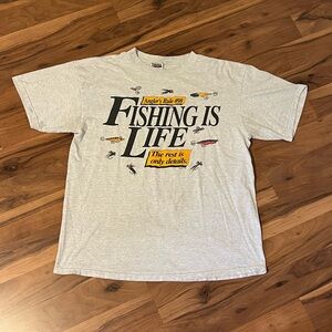 1996 vintage Tultex “Fishing Is Life” Grey Shirt